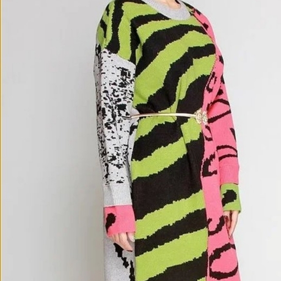 Zebra Print Sweater Dress w/out belt - Picture 4 of 8